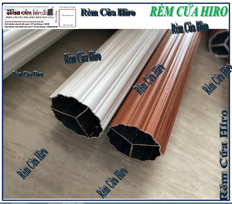 Thanh treo rèm màn cửa nhôm 1m đủ phụ kiện