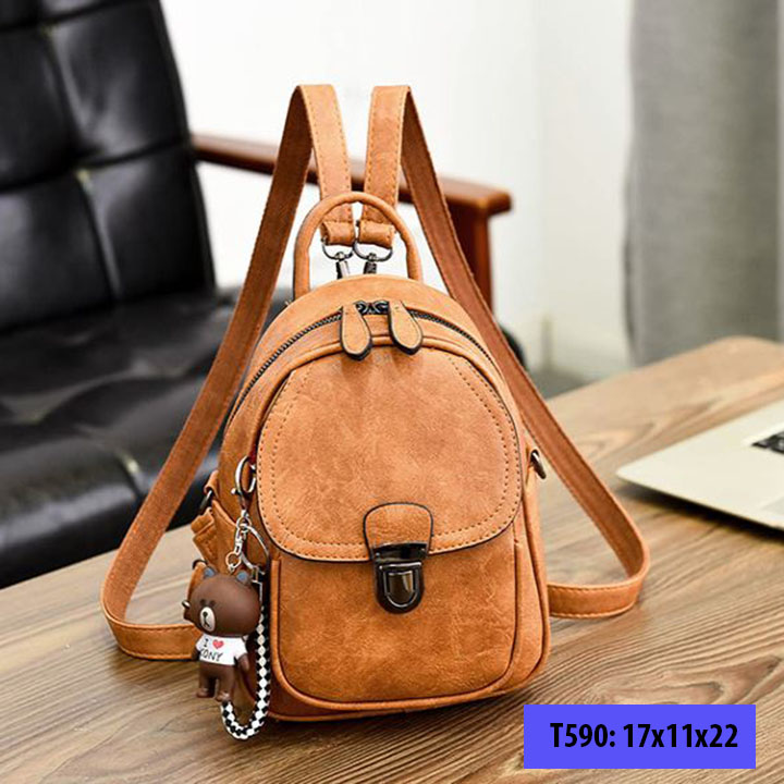 Balo mini da cho nữ đi làm, đi chơi dáng trơn 2 khóa thời trang hàn quốc T590