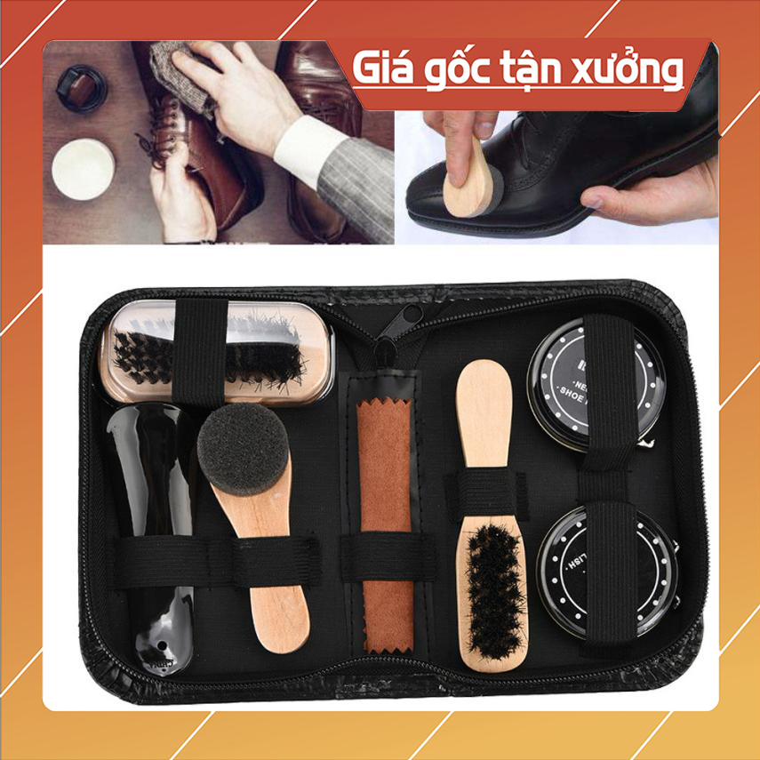 Bộ Xi Đánh Giày 7 Món Tặng Kèm 2 Lọ Xi - Bộ Dụng Cụ Làm Mới Giày Dép- XI DANH GIAY- BỘ DỤNG CỤ LÀM MỚI GIÀY