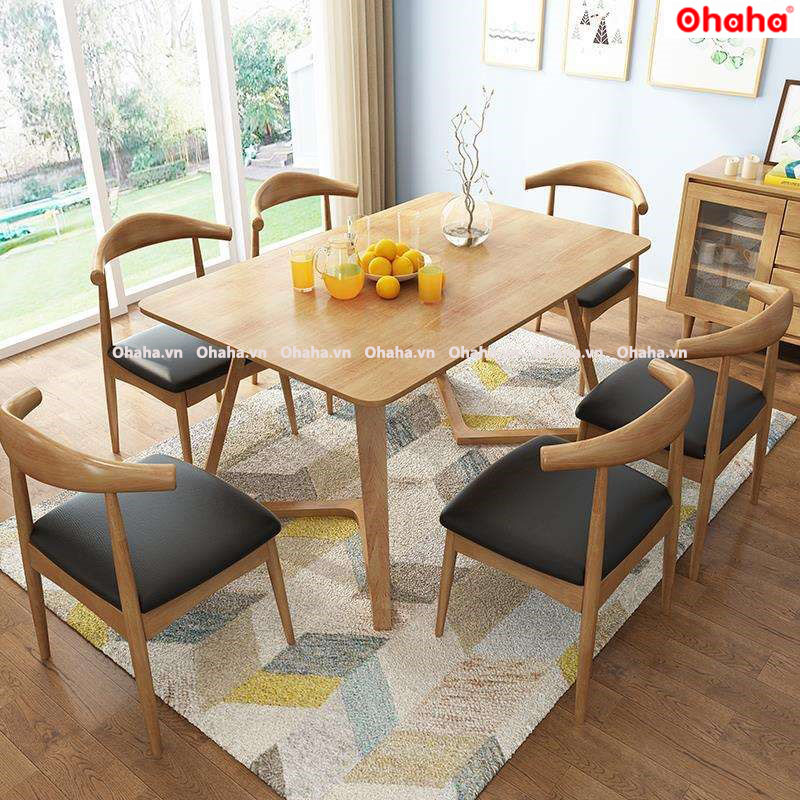[ Freeship HCM ] Bộ Bàn Ăn Chân Z 4 Ghế( tự nhiên) BBA091 OHAHA