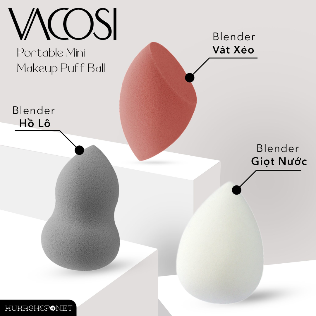 Set 3 Bông Blender Mini - VACOSI Portable Mini Makeup Puff Ball
