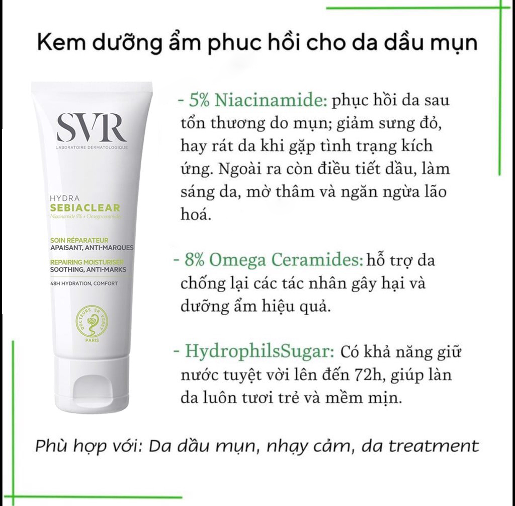 Kem Dưỡng Ẩm SVR Sebiaclear Hydra Cho Da Dầu 40ml