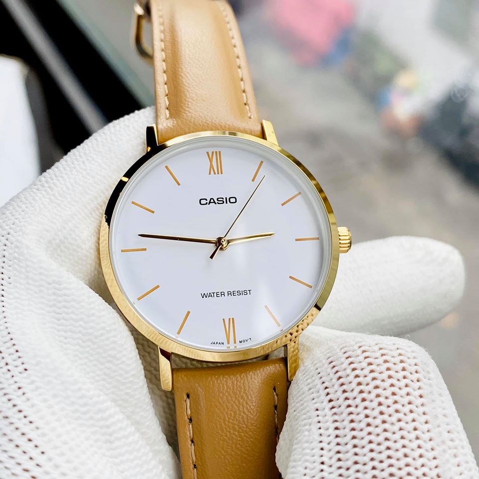 Đồng hồ nữ dây da Casio Anh Khuê LTP-VT01GL-7BUDF