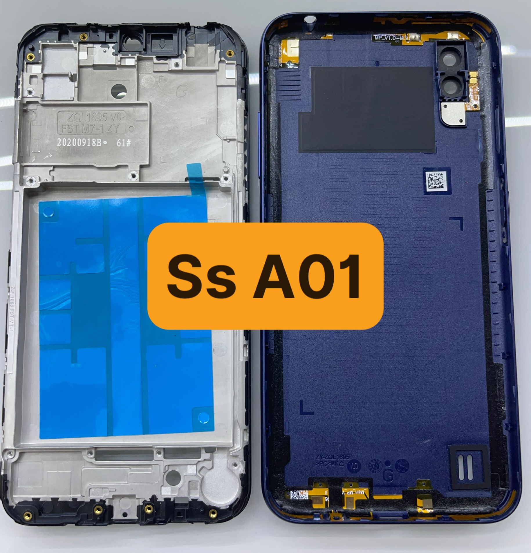 Samsung A01 Shell Set (Includes Back, Frame, Ribs, Glass, Buttons)