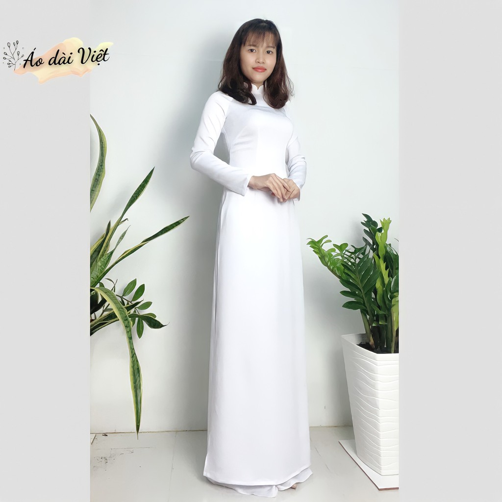 Áo dài trắng học sinh đi học truyền thống may sẵn lụa tây thi
