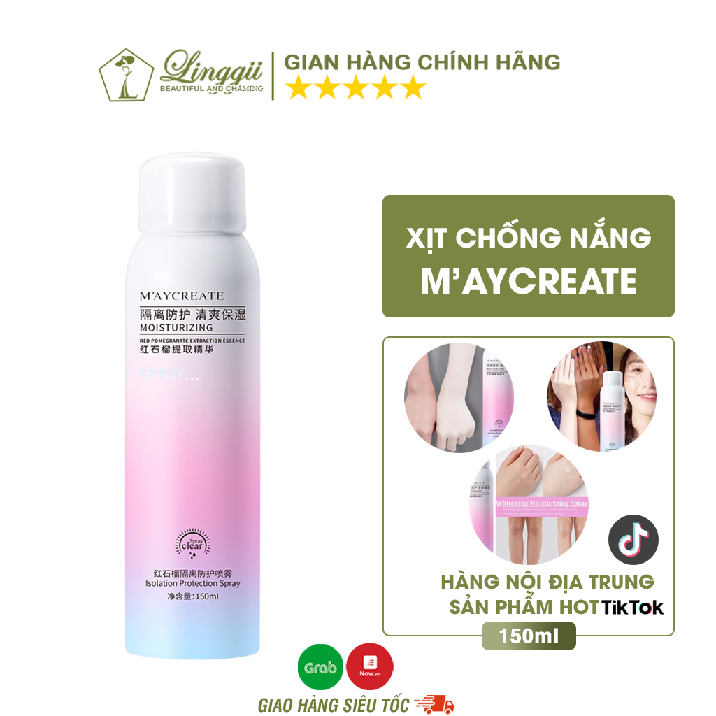 Xịt Chống Nắng Trắng Da Maycreate 150ml