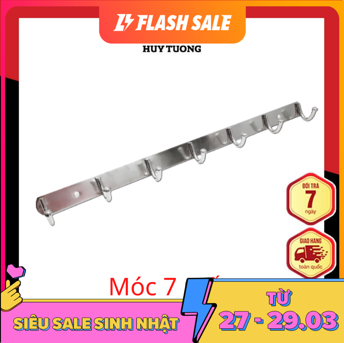 Móc treo quần áo inox 7 móc ( Không gỉ sét ) - Huy Tưởng