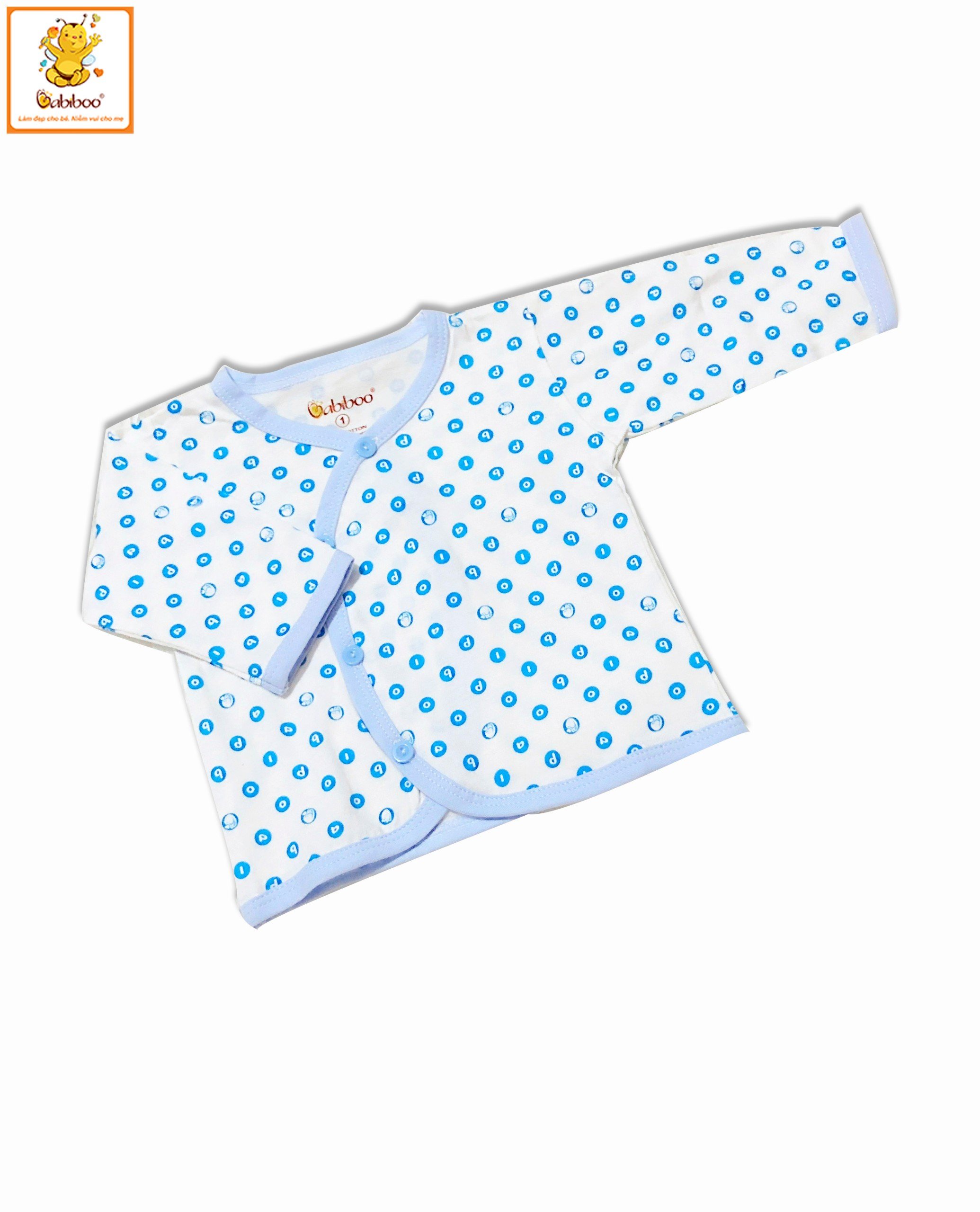 Áo sơ sinh cổ tim chấm bi tay dài babiboo - bb47