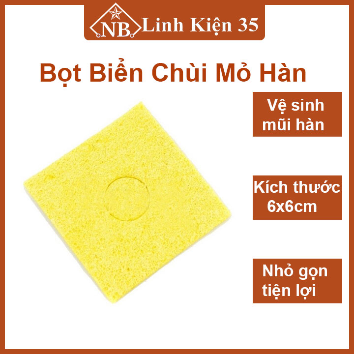 Bọt biển chùi mỏ hàn 6x6cm loại xịn giúp vệ sinh sạch đầu mũi hàn