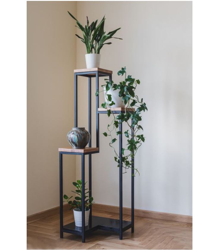 Kệ cây gỗ chân sắt 3 tầng - 4 tầng