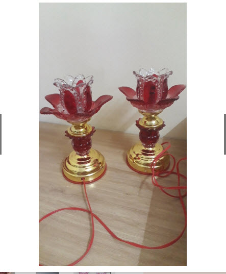 Đèn Thờ Bông Pha Lê Chạy Bằng Điện Cao 20cm [1 cặp]