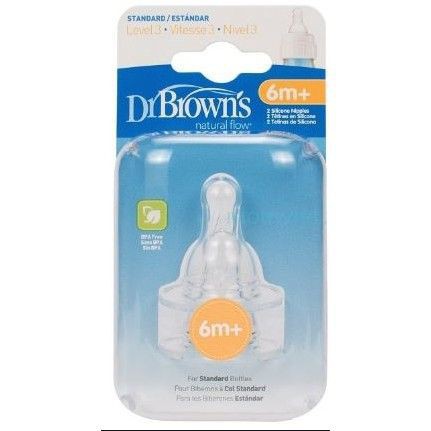 [SP CHÍNH HÃNG]Set 2 chiếc núm ty silicon thay thế bình sữa Dr Brown's cổ thường