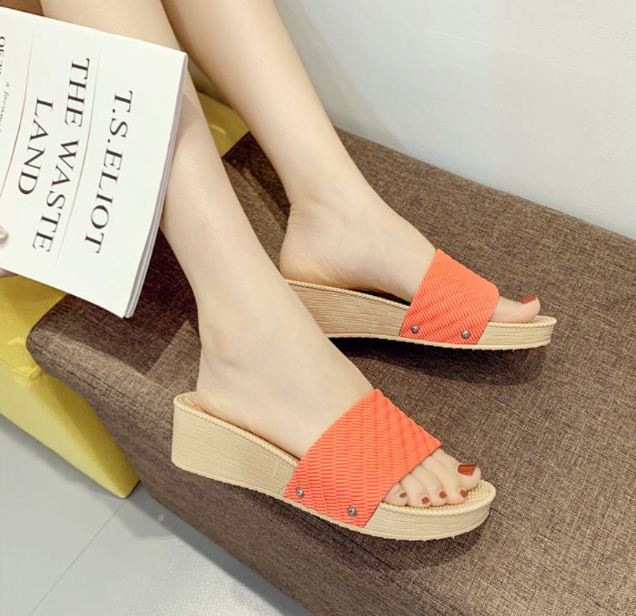 Dép quai ngang nữ đế cao 5 phân DN05 (màu cam)