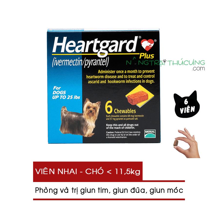 Viên nhai Heartgard Plus (01 Hộp) Phòng Và Trị Giun Tim Giun Đũa Giun Móc Trên Chó (<11.5kg) - Nông Trại Thú Cưng