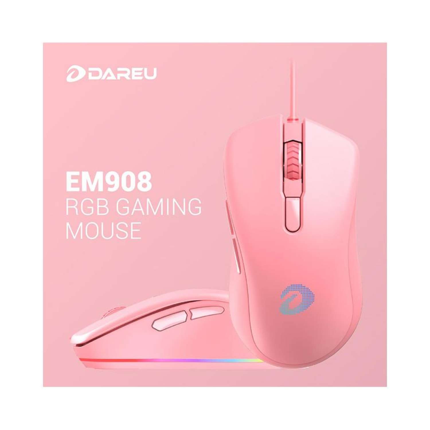 Chuột chơi game Dareu EM908 RGB (USB/Hồng/Đen)