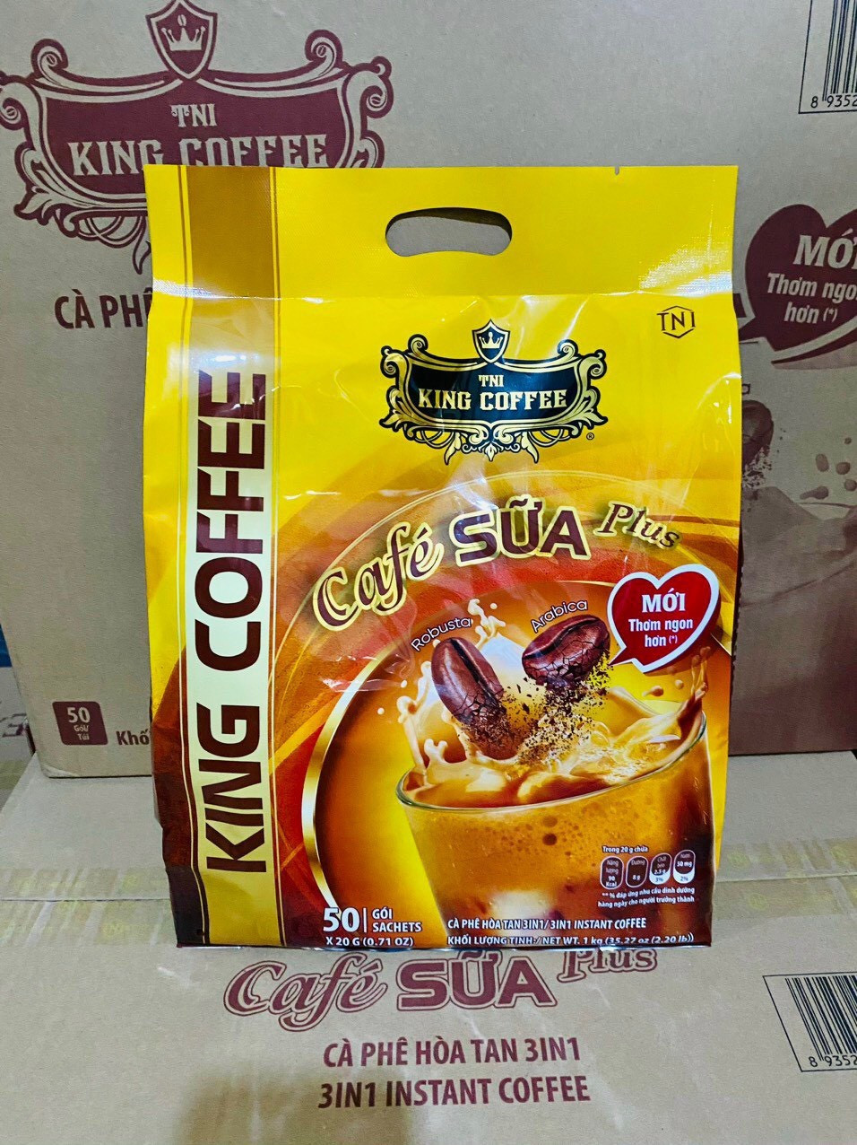 Cà phê sữa hòa tan 3in1 king coffee - túi 50 gói x 20g