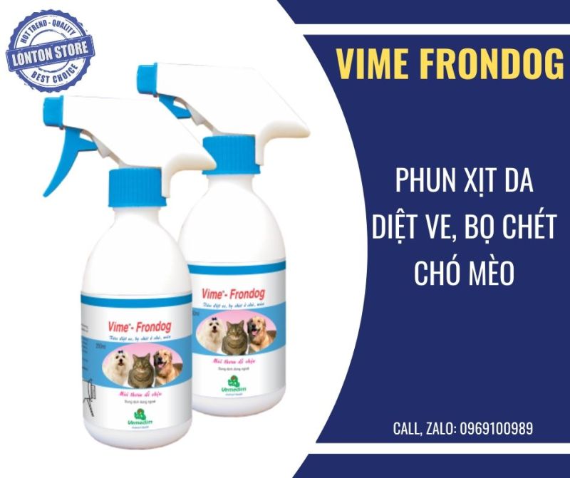 Vime Frondog Phun xịt tiêu diệt ve, bọ chét ở chó, mèo, trâu, bò, dê, cừu. Vimefrondog vime-frondog Vemedim & Lonton store