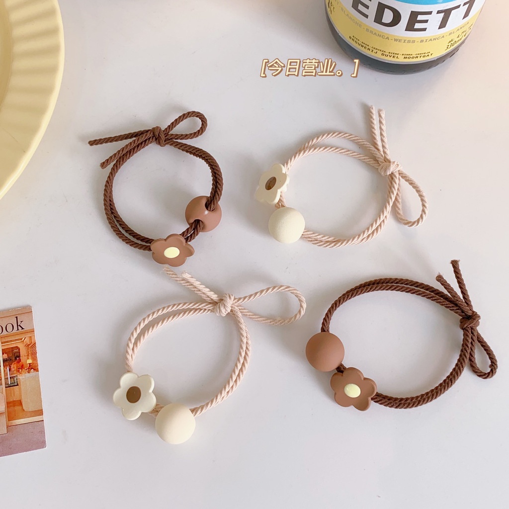 Dây cột tóc màu Cafe kiểu dáng đơn giản, dây thun chắc chắn