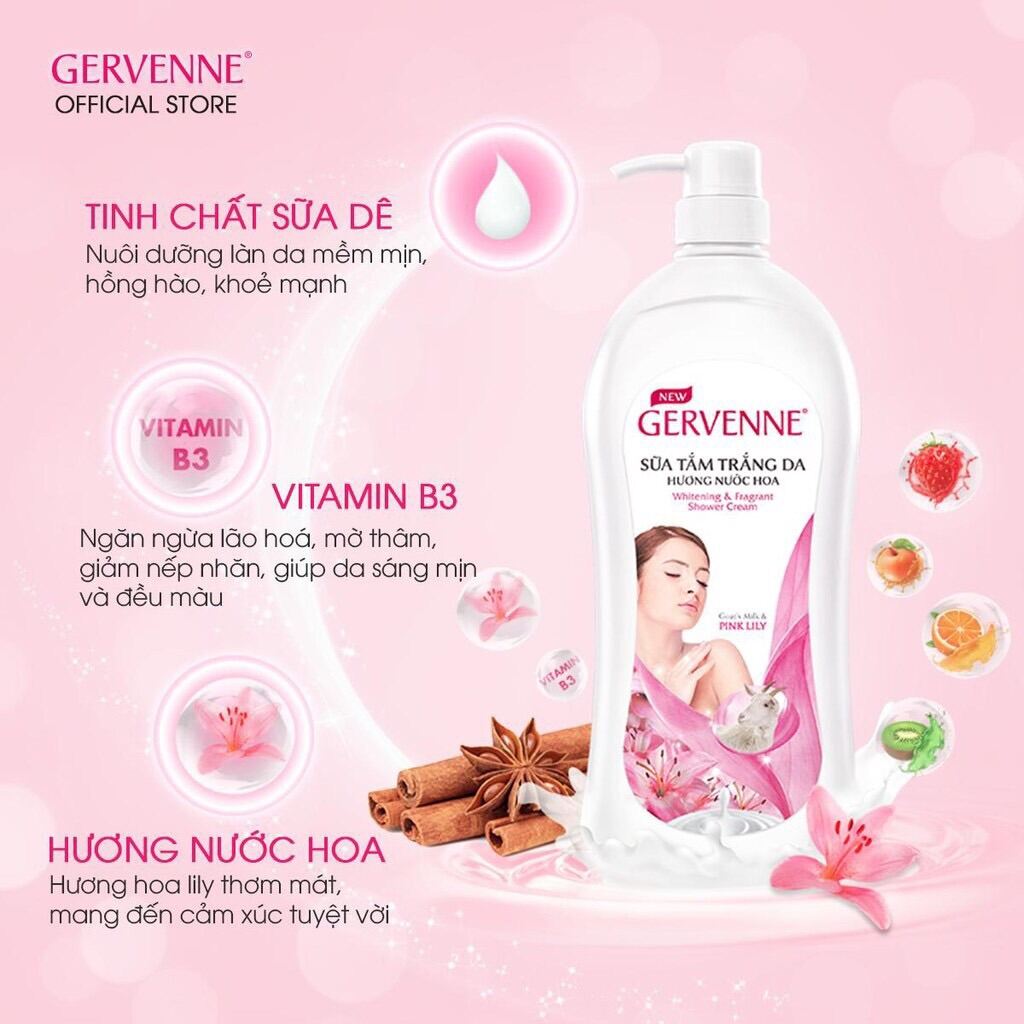 Sữa Tắm Dê Trắng Da Gervenne Chai 1.2L( có 3 mùi)