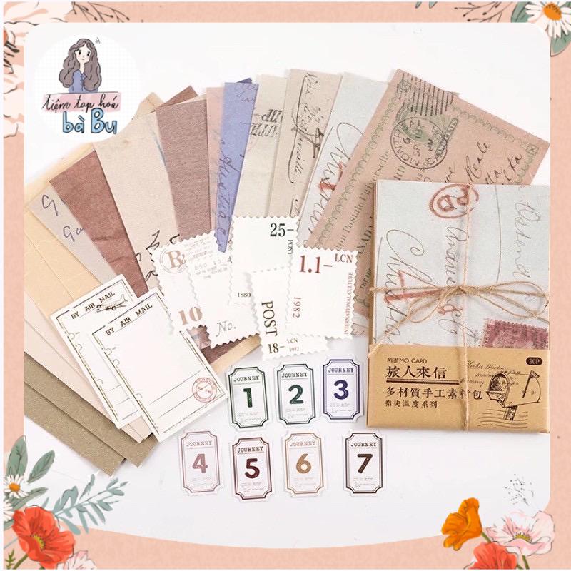 Set giấy nền nhám lớn ép hoa vintage DIY