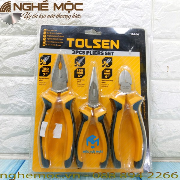 Bộ 3 kìm ( răng – cắt – nhọn ) Tolsen 10400