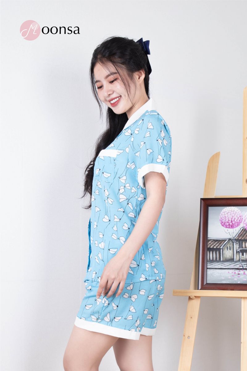 Bộ đồ ngủ Pijama Lụa Bạch Hoa Thanh [Moonsa]