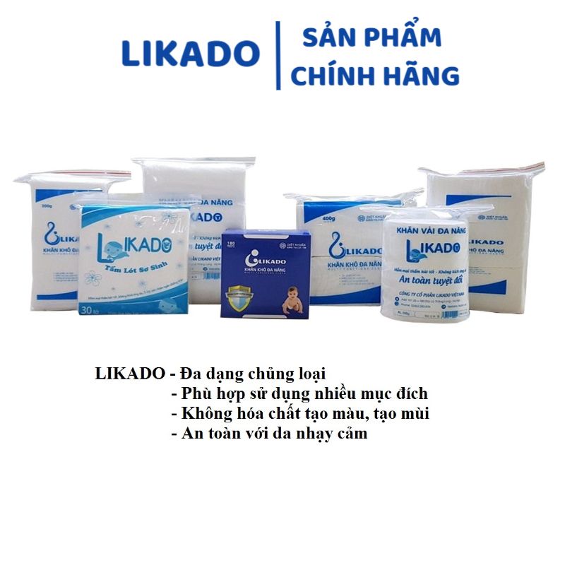 Khăn vải khô đa năng cho bé Likado 300g(14*20cm)(1 gói) gấp đôi