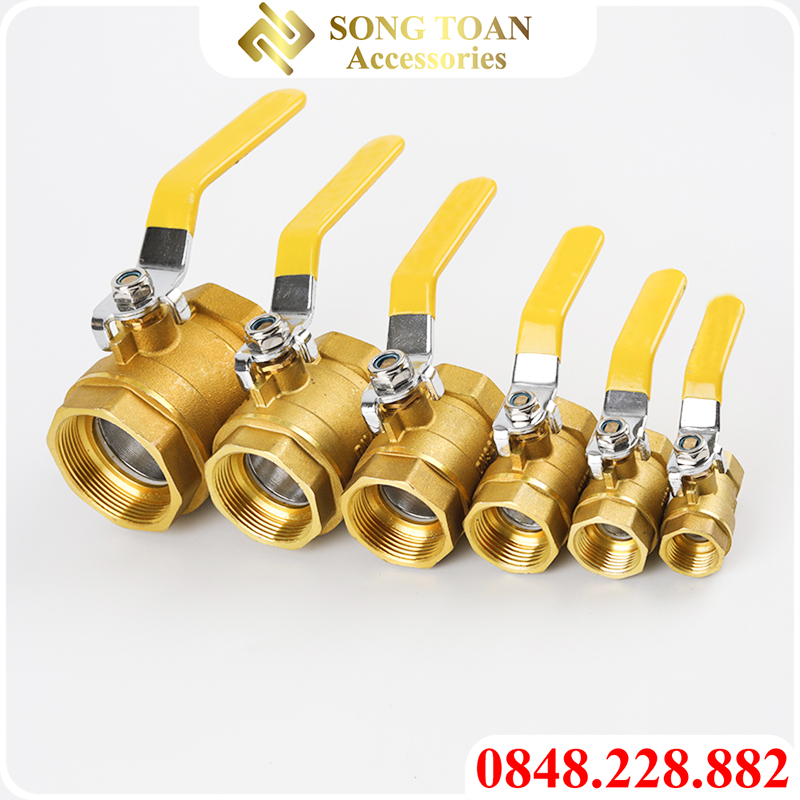 Van đồng, Khoá nước tay gạt, Van bi tay gạt khóa nước bằng trục bi xoay 90 độ ITALYA hàng nhập khẩu - Đồng thau