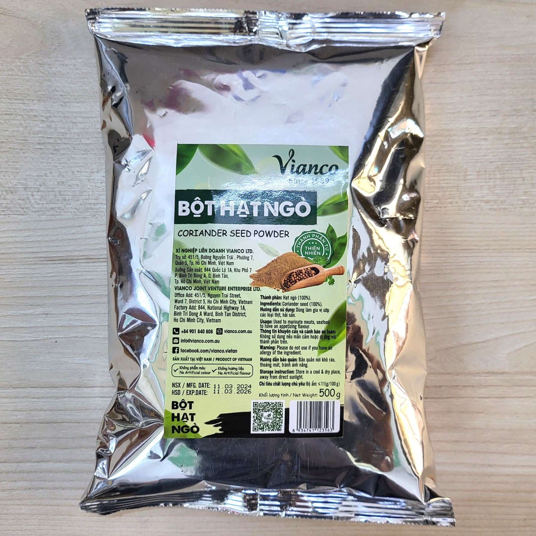 VIANCO (gói NGÒ 500g) BỘT HẠT NGÒ Coriander Seed Powder