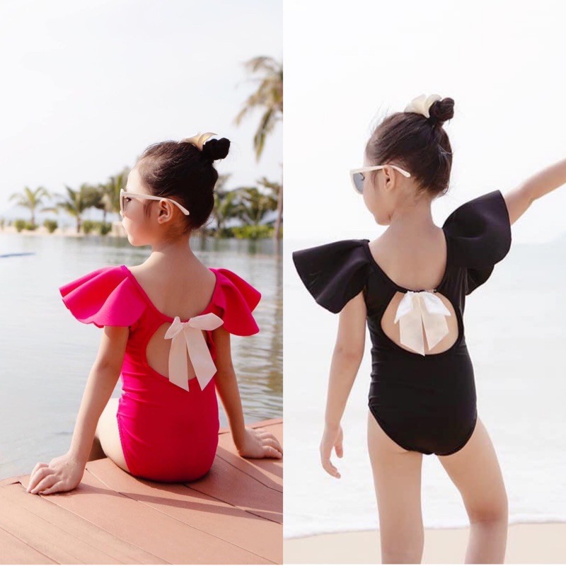 Áo Bơi Liền Thân Hở Lưng Đính Nơ Sang Chảnh