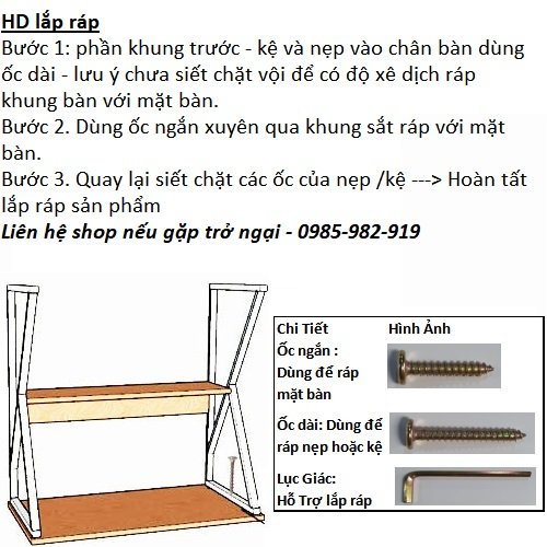 Bàn làm việc ,bàn có kệ lửng BKL01T (full phụ kiện tuvit lục giác ốc vít)