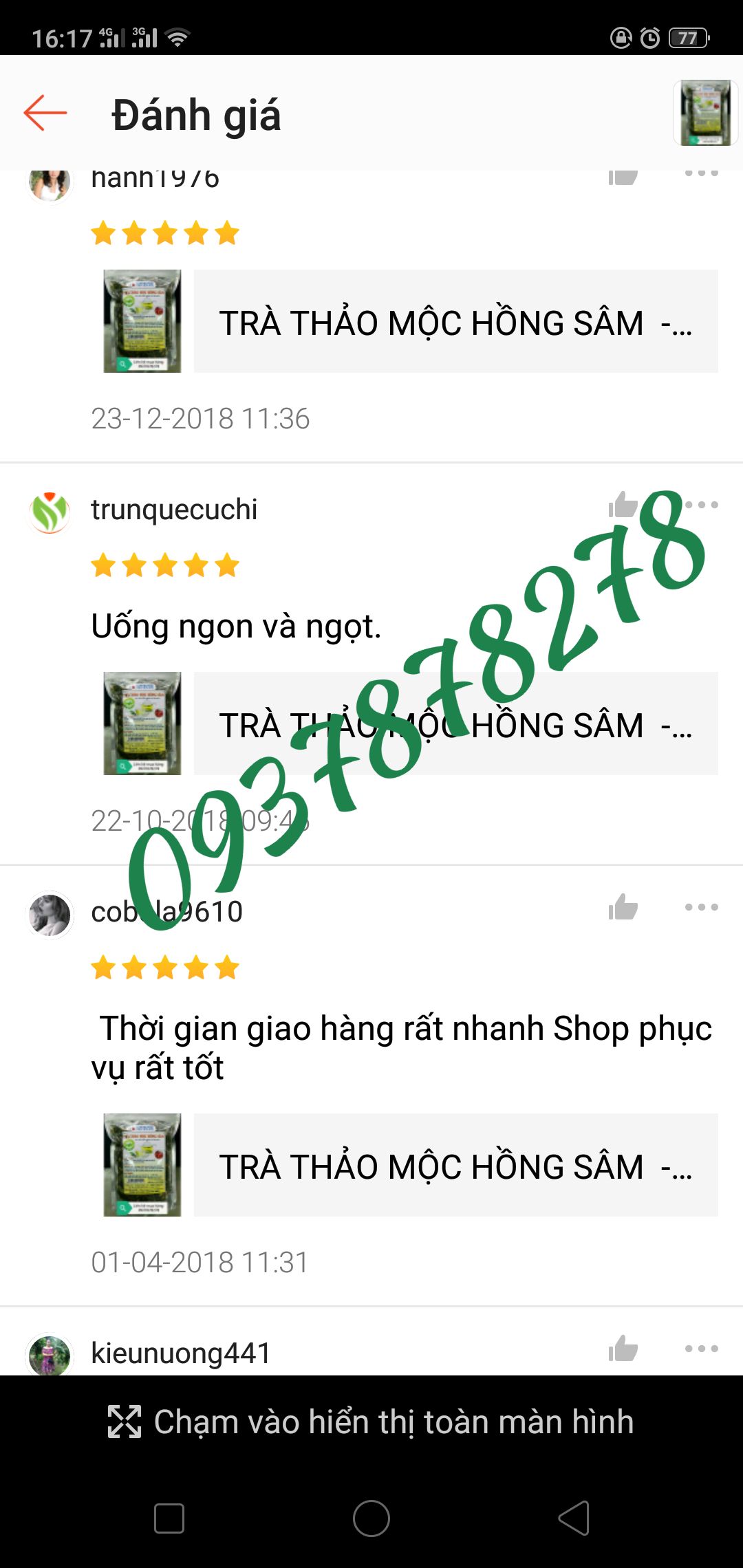 Trà hồng sâm tâm đức loại 1