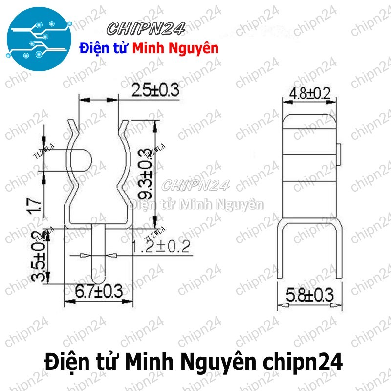 [12 cái] Đế Cầu Chì 5x20mm Sắt - HH000945