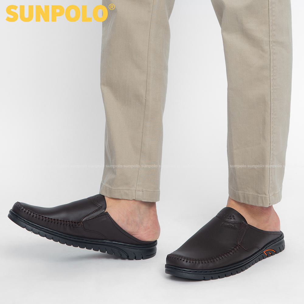 Dép Sapo nam da bò SUNPOLO SPO293 (Đen, Nâu)