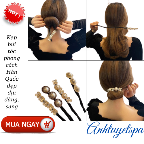 Kẹp búi tóc phong cách Hàn Quốc đẹp dịu dàng,sang