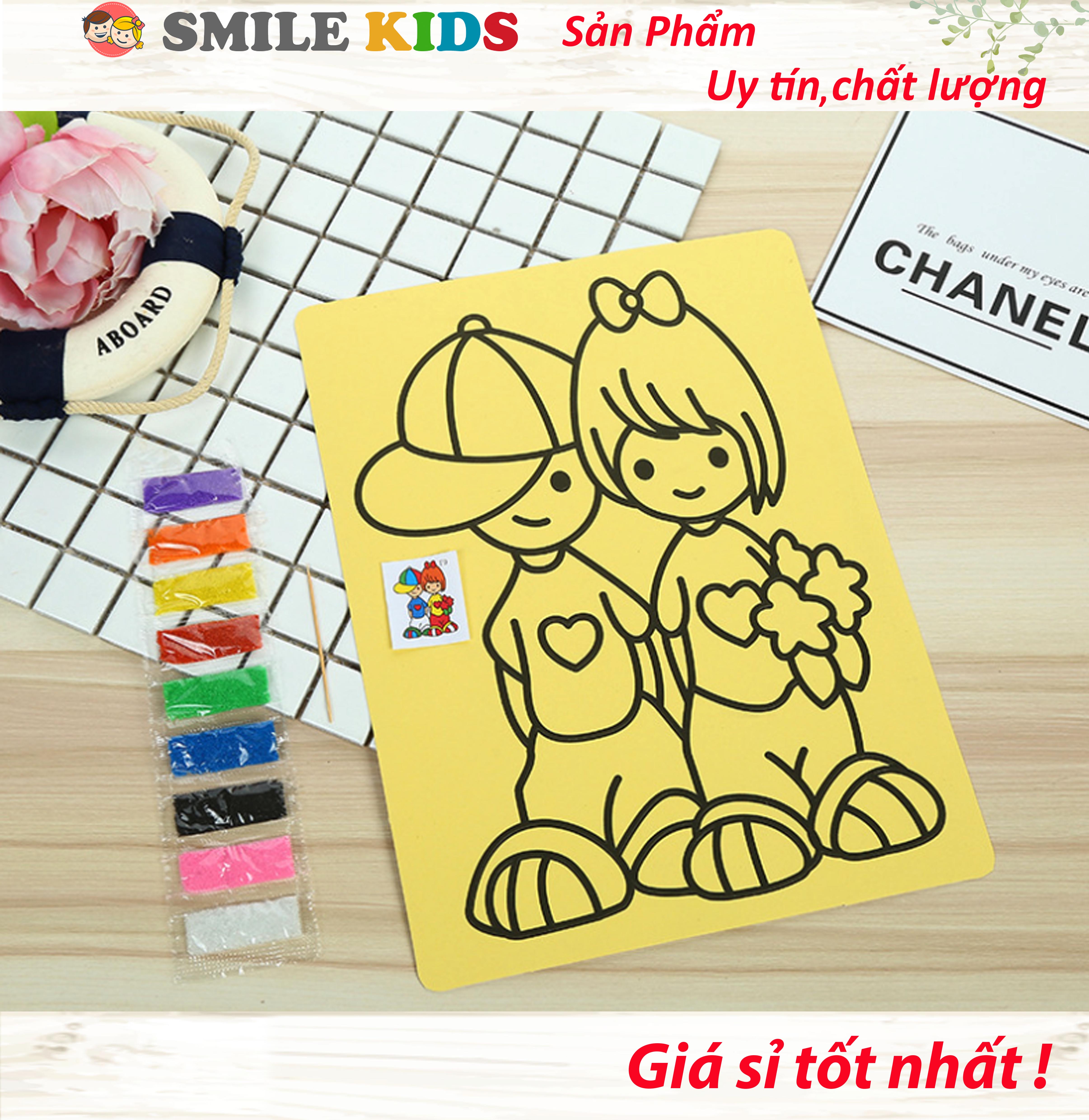 Tranh cát khổ A4 nền vàng cho bé (kèm có cát)