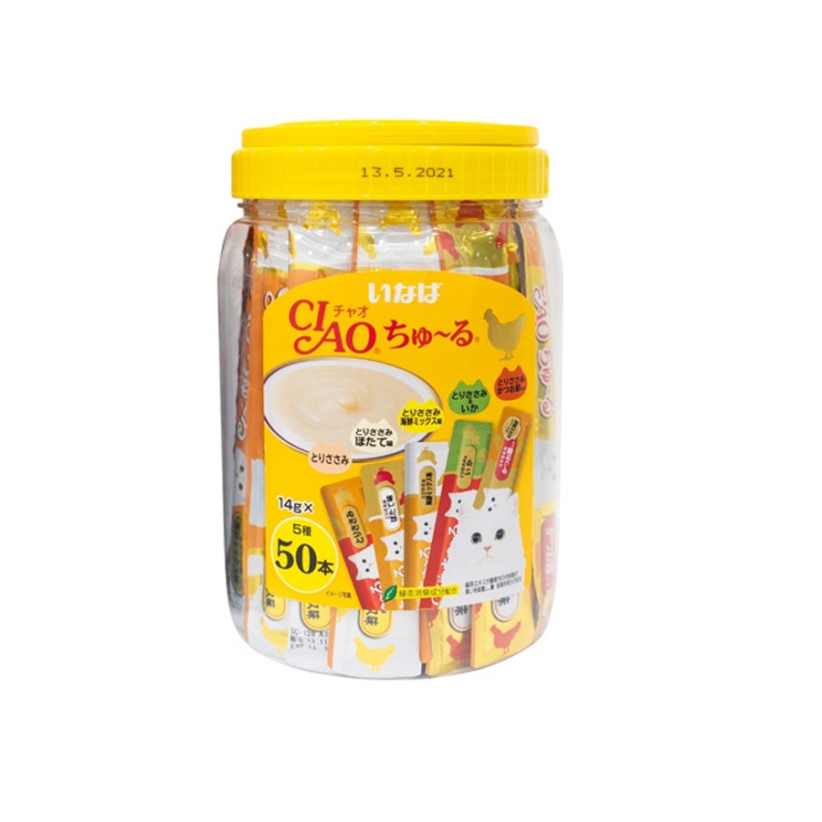 Súp thưởng Ciao Churu Thái cho mèo đủ vị hũ 50 thanh