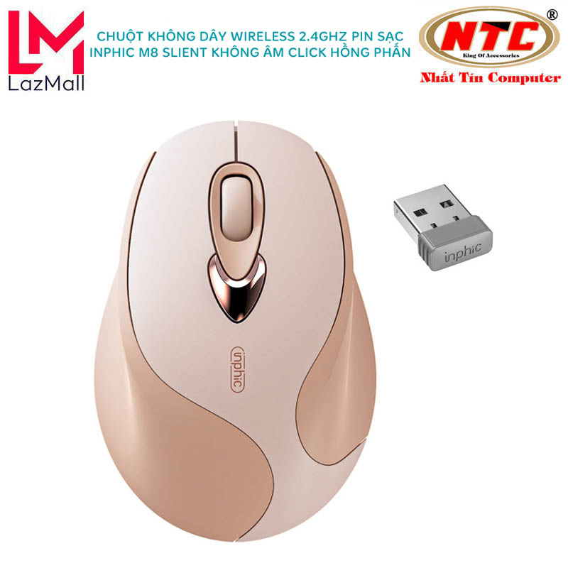 Chuột không dây bluetooth kiêm wireless INPHIC DR801 pin sạc silent không tiếng click - kèm ticker NHẤT TÍN Authorised Store
