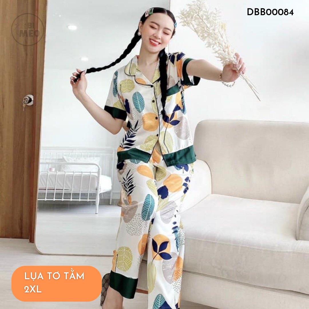 Đồ bộ Pijama mặc nhà - Quần dài có cổ chất lụa siêu mát