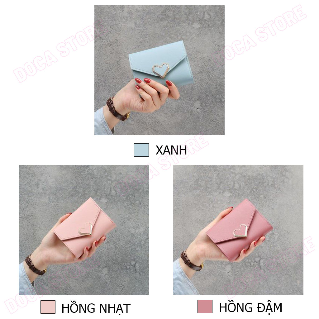 Ví  bóp da nữ cầm tay mini khóa trái tim VD01