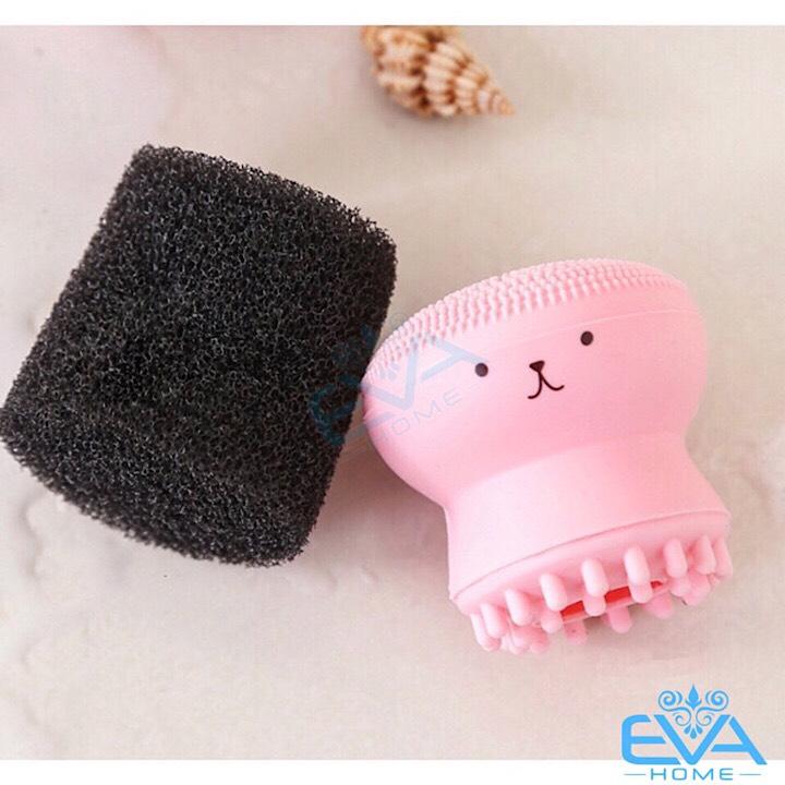 [HCM]Cọ Rửa Mặt Bạch Tuộc Silicon Kèm Đầu Massage