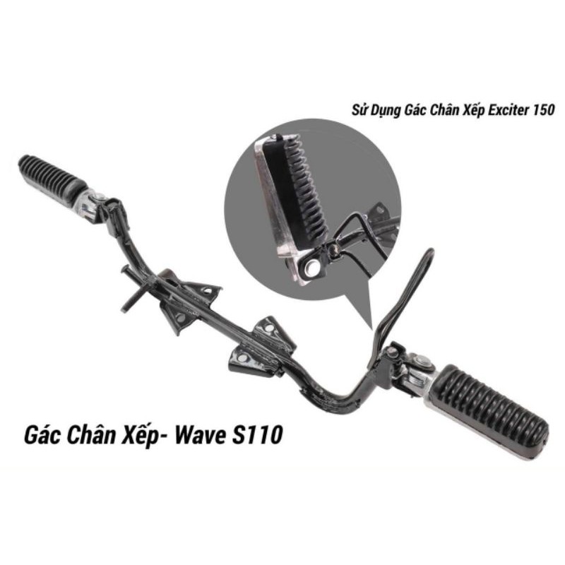 Gác chân giữa xếp wave s110 kiểu gấp exciter 150