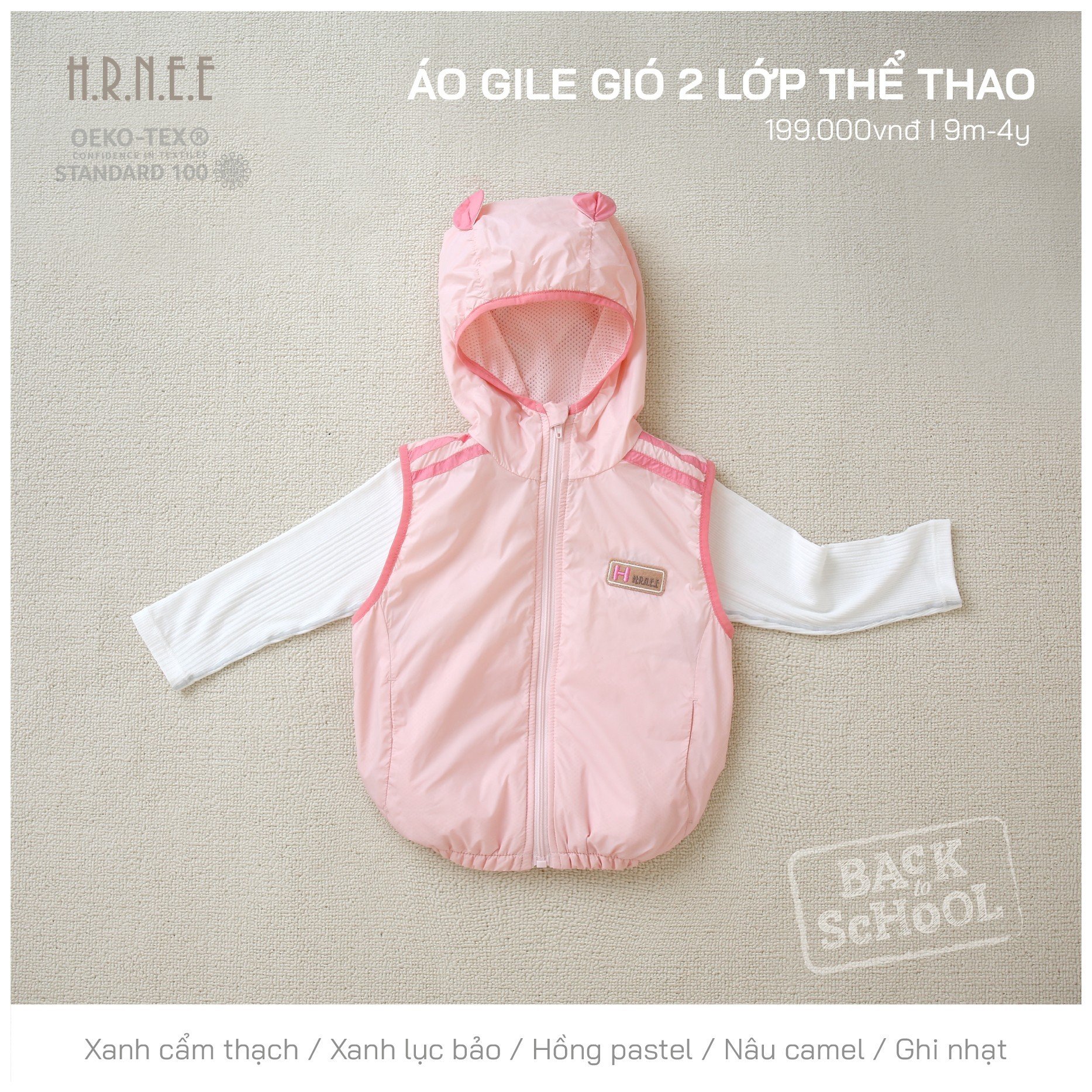 Áo gile gió 2 lớp thể thao Hrnee
