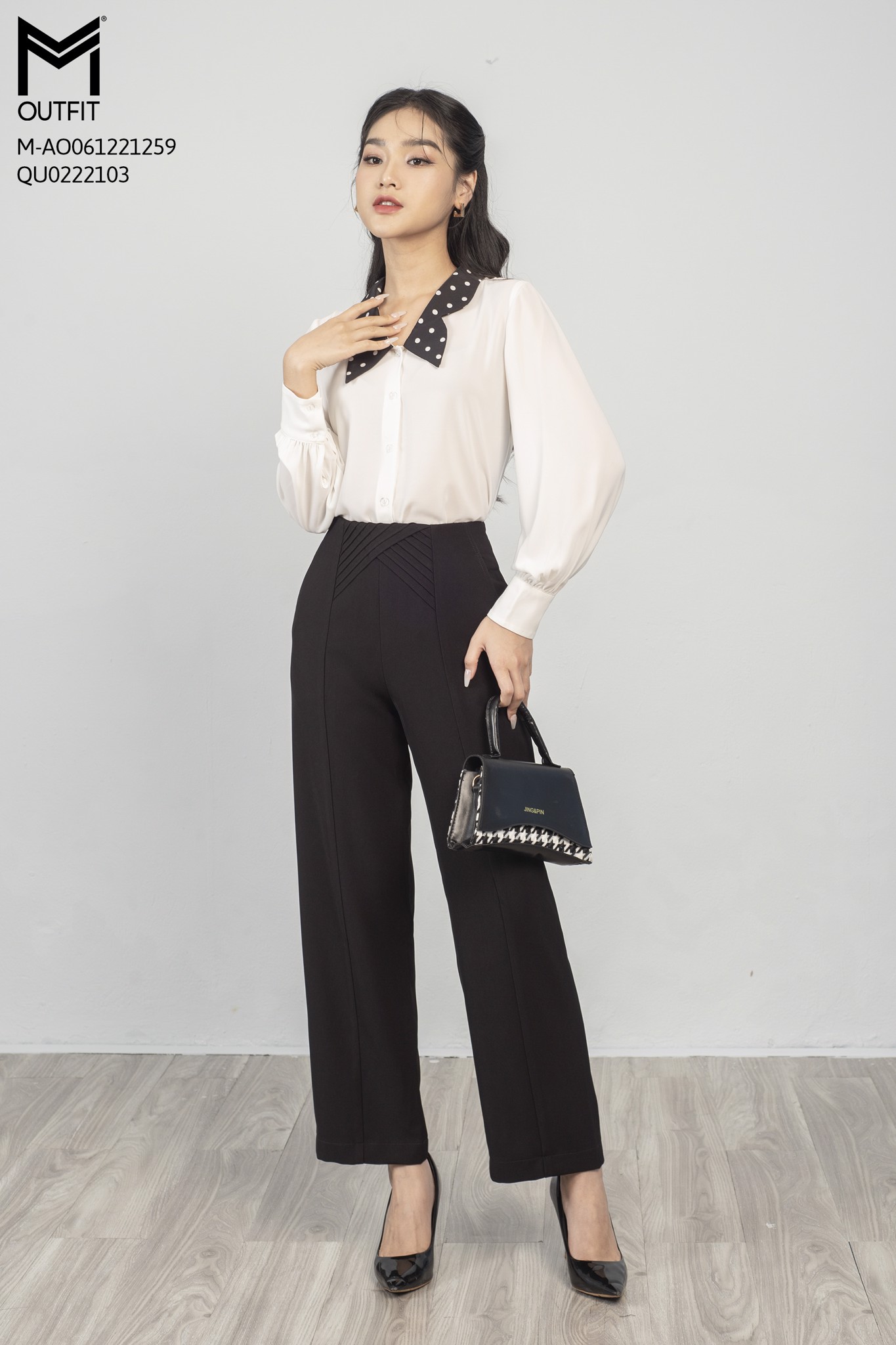 Áo sơ mi dài tay, phối cổ lụa thời trang MMoutfit