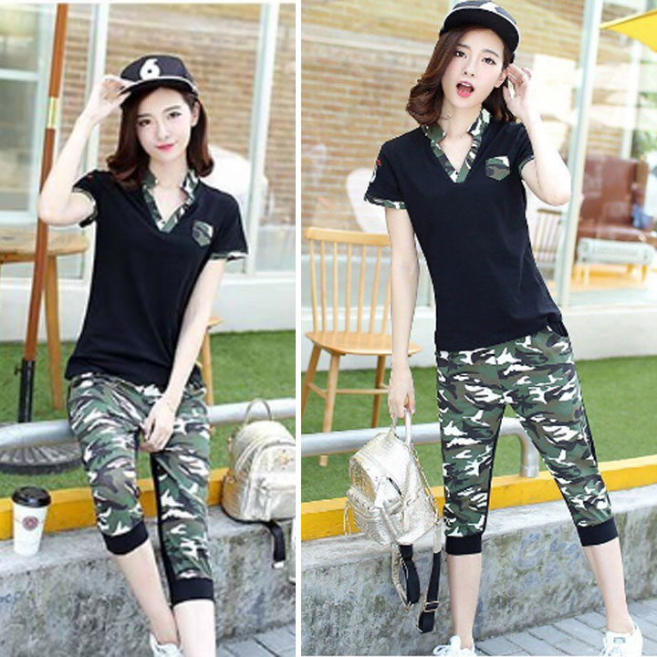 Bộ đồ thể thao nữ phối lính TT122