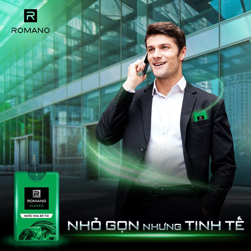 Nước hoa bỏ túi Romano xanh lá CLASSIC 18ml (Hàng tặng)
