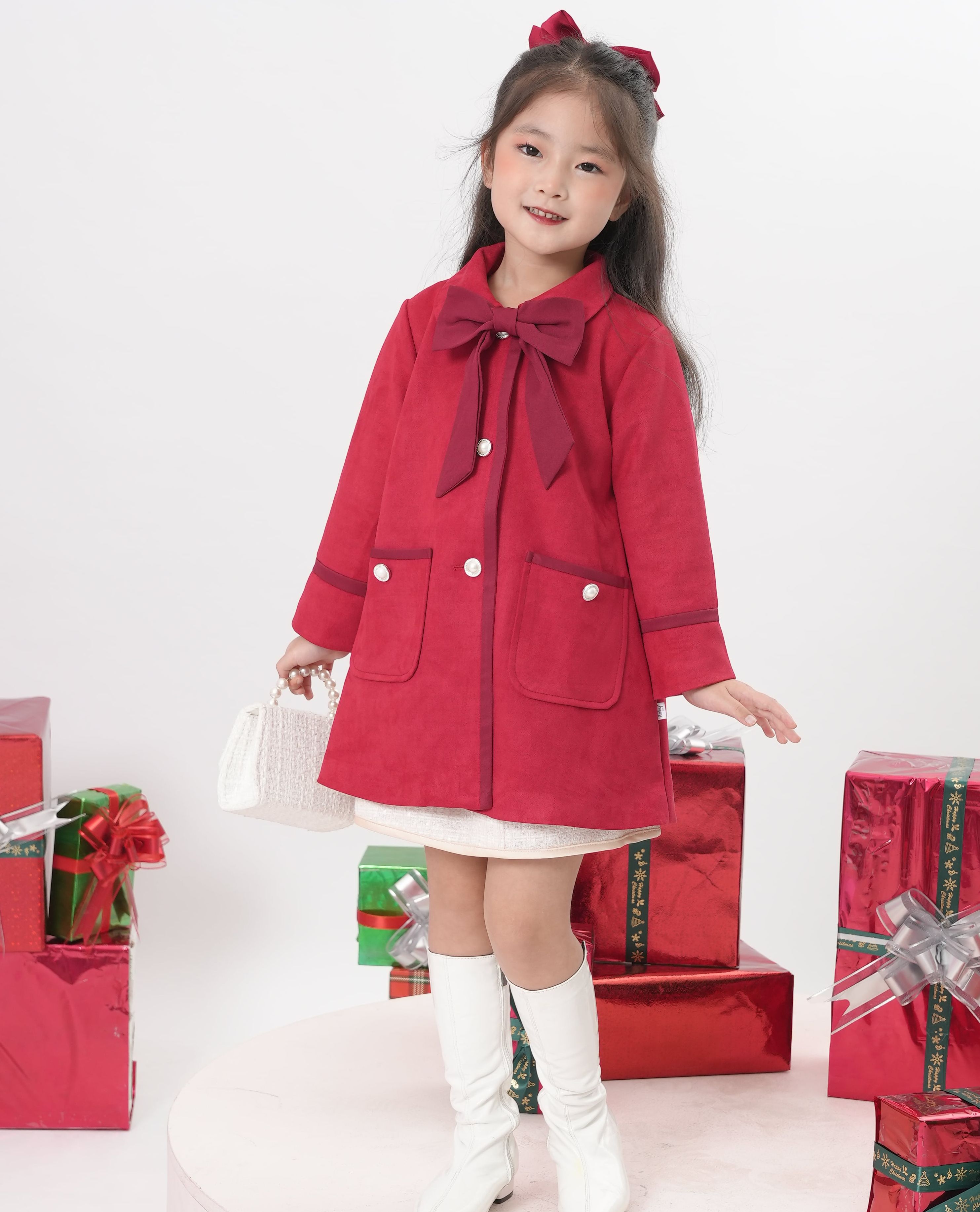 Áo da lộn phối viền bé gái ILABY