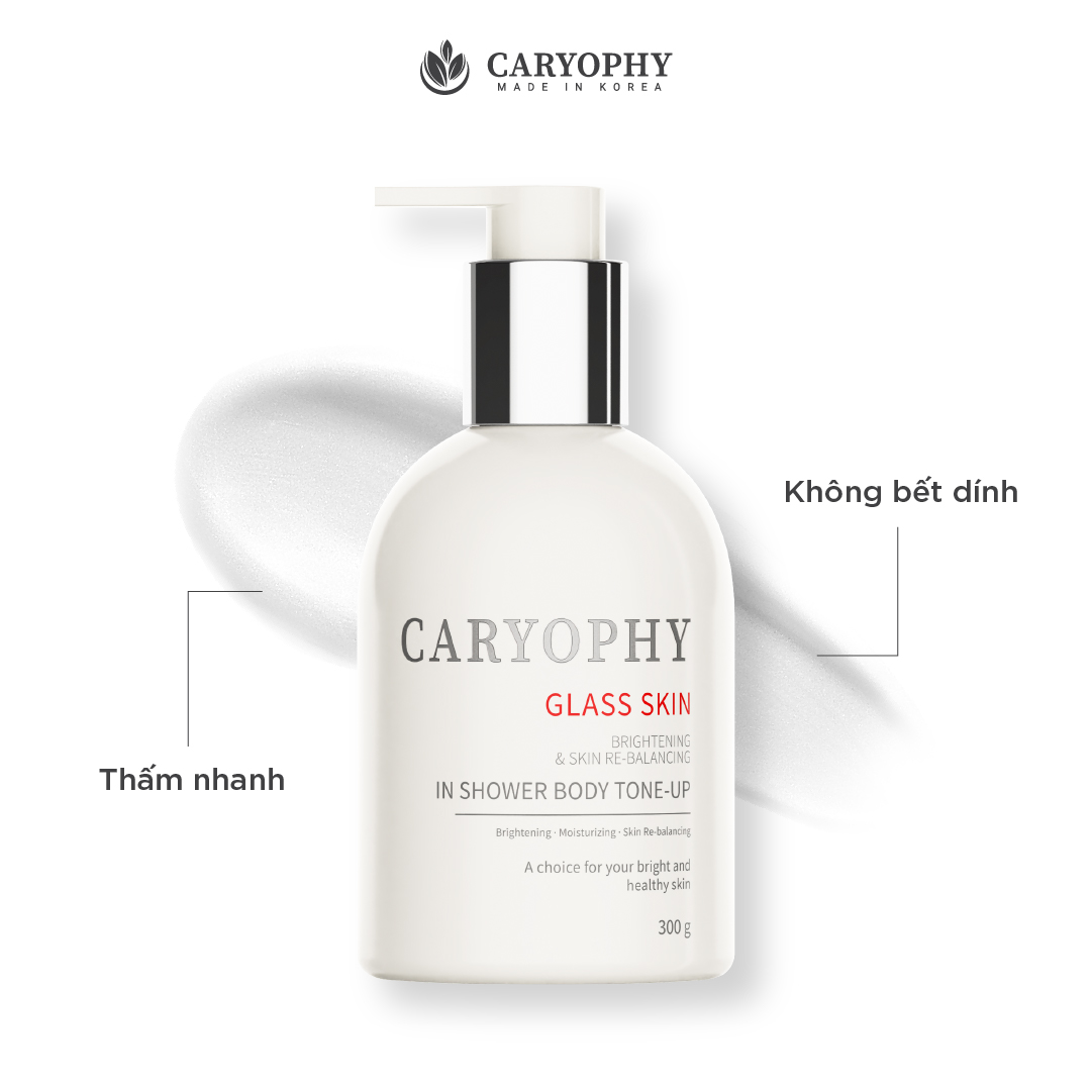 Kem dưỡng trắng da body Caryophy Glass Skin 3in1 Shower Tone Up 300gr