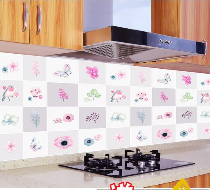 5 Mét Decal Dán Bếp Tráng Nhôm Chịu Nhiệt Khổ 60cm ( Có Sẵn Keo ) - hoa bướm cây lá hồng