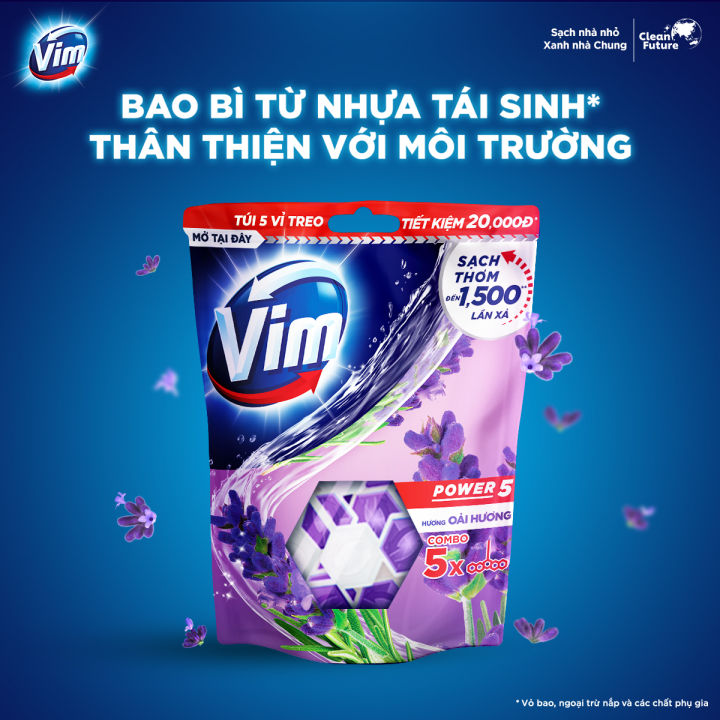 [HCM GIAO 2H]Combo 5 vỉ tẩy bồn cầu Vim Power 5 - 275G (5x55G)